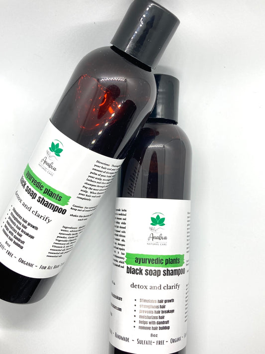 Clarifying black soap and ayurvedic hair growth shampoo