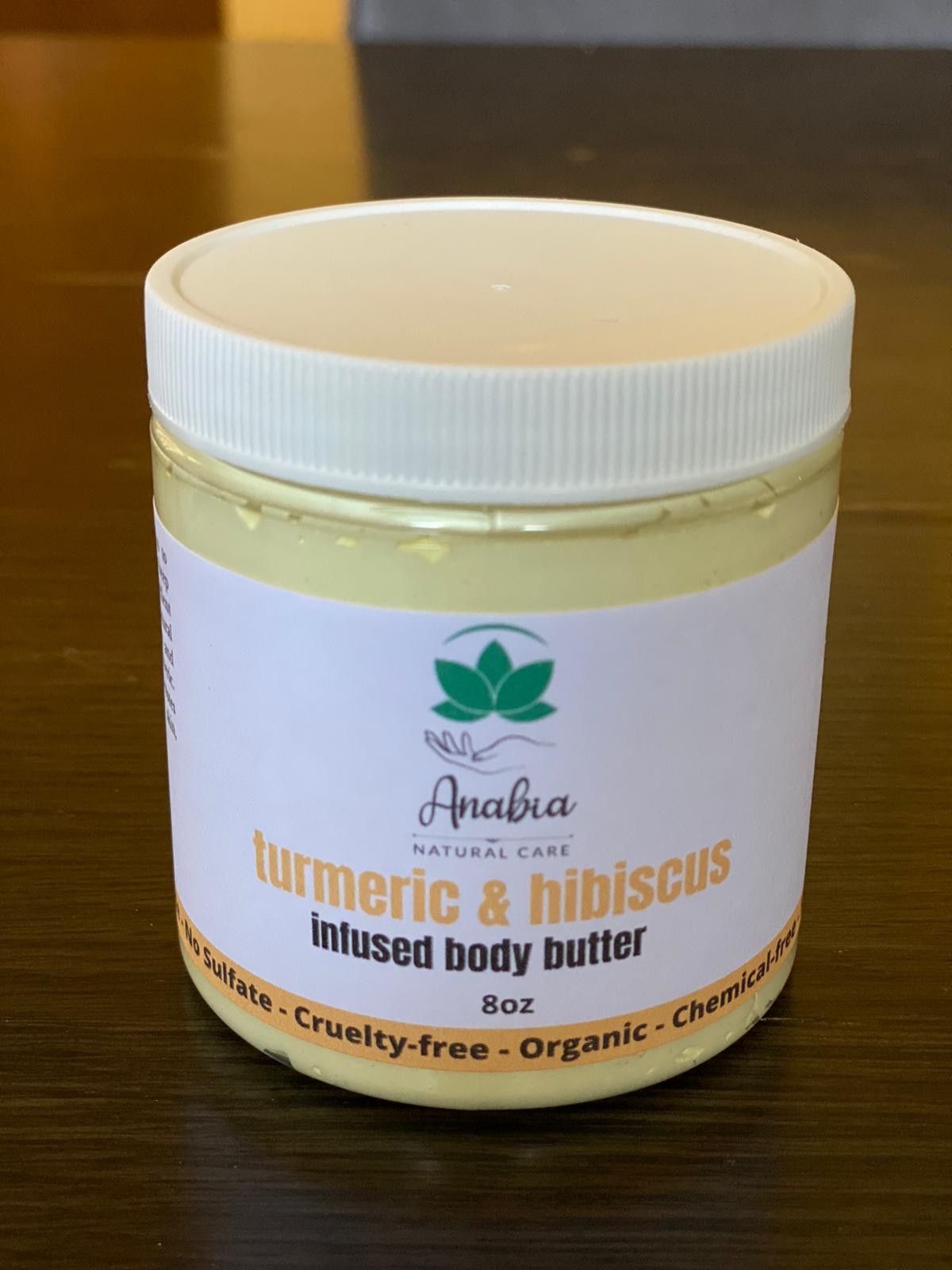 Turmeric & hibiscus infused body butter, 8oz